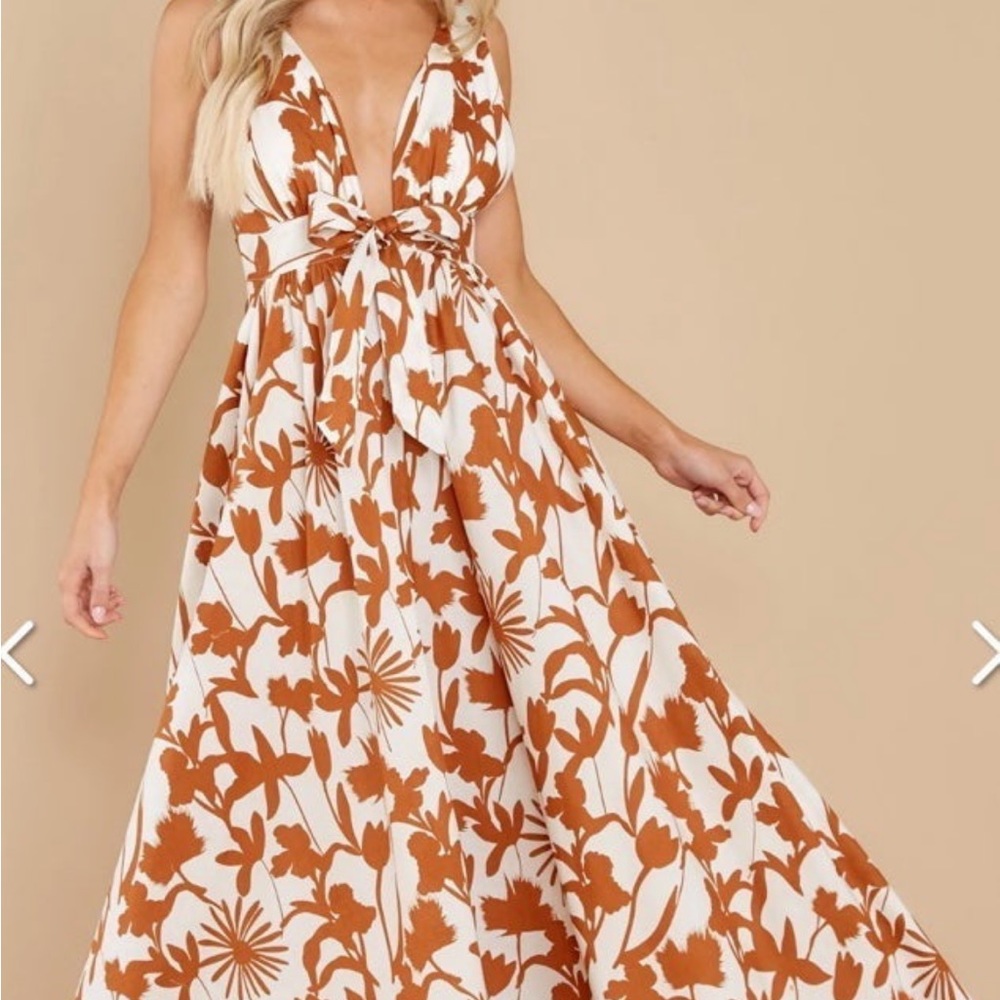 Cream burnt orange floral maxi